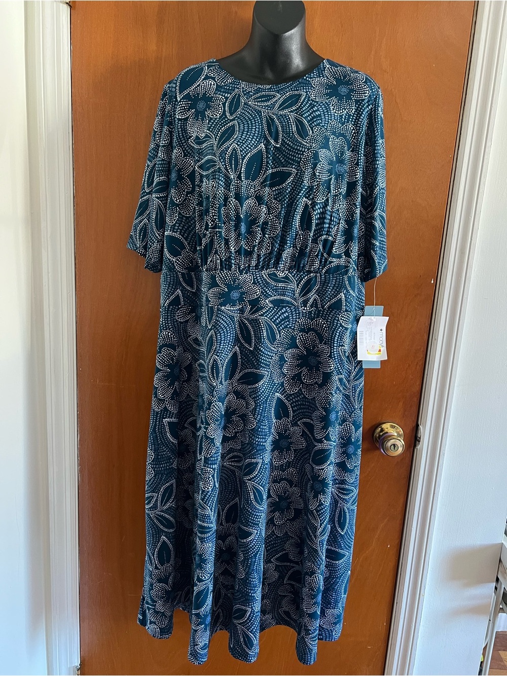 London Times Teal Floral Midi Dress
